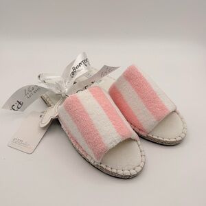 PJ Salvage NWT Stripe Espadrille Slippers Pink & White Women Sizes Med and Large
